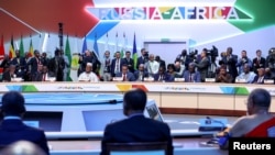 Wajumbe kwenye mkutano kati ya Russia na viongozi wa Afrika mjini Saint Petersburg, Julai 28, 2023.