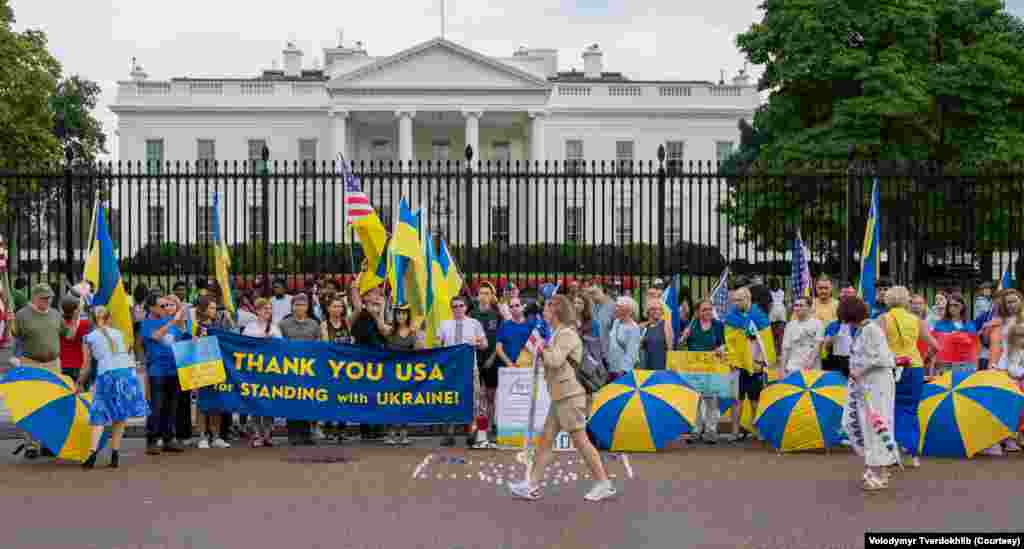 Мітинг тривав з ініціативи благодійної організації US Ukrainian Activists. З промовою перед Білим домом виступила президентка організації Надія Шапоринська.