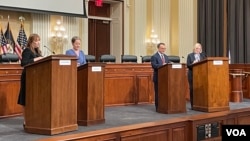 美國國會眾議院中國特設委員會召開辯論會邀請專家學者就對華貿易政策進行辯論。（美國之音記者李逸華攝）