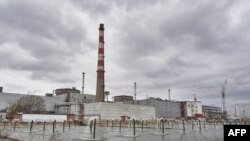 資料照片： 2023年3月29日，俄羅斯控制的烏克蘭扎波羅熱核電站的全景。