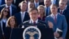 FILE - House Speaker Mike Johnson speaks during a news conference at the Capitol in Washington, Oct. 25, 2023. Congressional leaders have reached a deal on top-line spending levels for fiscal year 2024 that could help avoid a partial government shutdown later this month.