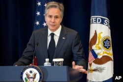 Secretary of State Antony Blinken speaks during an event announcing the launch of the Bureau of Global Health Security and Diplomacy at the State Department, Aug. 1, 2023, at the State Department in Washington.