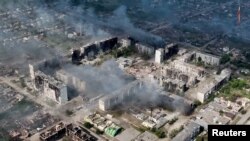 烏克蘭哈爾科夫地區被俄羅斯攻擊摧毀的樓房。 (6月2日)