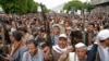 FILE - Houthi supporters chant slogans as they attend a rally marking eight years for a Saudi-led coalition, on March 26, 2023, in Sanaa, Yemen.