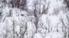 FILE - A soldier from the Jaeger Battalion GSV of the Norwegian Armed Forces that monitors the 196-kilometer-long border between Norway and Russia, is barely seen in the snow during the NATO Nordic Response 24 military exercise, March 9, 2024.