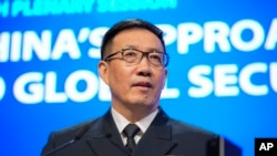 中國國防部長董軍星期日（6月2日）在新加坡“香格里拉對話”上發表講話。