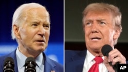 Rais Joe Biden (kushoto) na Rais wa zamani Donald Trump .