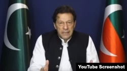 2023年5月13日，巴基斯坦前總理伊姆蘭·汗在YouTube上發表講話（Imran Khan的YouTube視頻截圖）