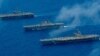 지난 2022년도 밸리언트 실드(Valiant Shield) 훈련에 동원된 USS 로널드 레이건, USS 에이브러험 링컨 항공모함과 트리폴리 강습상륙함의 모습.