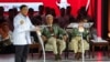 Indonesia's Defense Minister and presidential candidate, Prabowo Subianto speaks during a televised debate at the Istora Senayan stadium in Jakarta, Jan. 7, 2024.