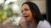Venezuelan opposition presidential candidate Maria Corina Machado addresses supporters during an event in Caracas, Venezuela, Jan. 23, 2024. 