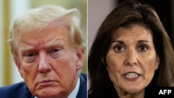 Wagombe urais wa chama cha Republican, rais wa zamani wa Marekani Donald Trump (kushoto) na balozi wa zamani wa Umoja wa Mataifa Nikki Haley (kulia) 