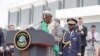 Liberia's president-elect Joseph Boakai, who defeated President George Weah in a runoff election, gives a speech after he was sworn in as president during the inauguration ceremony in Monrovia, Jan. 22, 2024. 