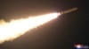A strategic cruise missile dubbed Pulhwasal-3-31 launches during a test at an unspecified location in North Korea in this image released by the Korean Central News Agency on Jan. 25, 2024.