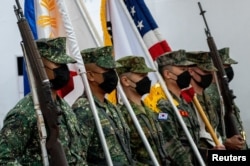 美國、菲律賓、日本和南韓在菲律賓達義市舉行聯合軍演開幕式。 （2022年10月3日）