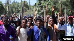 Des jeunes Oromo lors d'une manifestation à Addis-Abeba, Ethiopie, le 24 octobre 2019. (Photo Reuters)