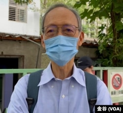 現年76歲的台灣退休人士黃欽成(美國之音記者金谷攝)