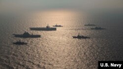 美日印澳四國軍艦參與2020年馬拉巴爾聯合海上軍事演習（美國海軍照片）