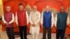 FILE - Leaders of BRICS countries, from left, Brazilian President Michel Temer, Chinese President Xi Jinping, Indian Prime Minister Narendra Modi, Russian President Vladimir Putin and South African President Jacob Zuma pose for a group photograph before a dinner hosted by Modi in Goa, India, Oct. 15, 2016.
