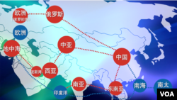 中國的“一帶一路”示意圖