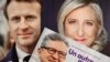 Le président sortant Emmanuel Macron arrivé dimanche en tête du premier tour de l'élection présidentielle française et Marine Le Pen, deuxieme.