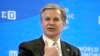 FBI Director Christopher Wray talks at the World Economic Forum in Davos, Switzerland, Jan. 19, 2023. 