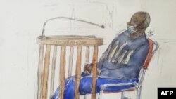 Un dessin fait pendant le procès de Félicien Kabuga.