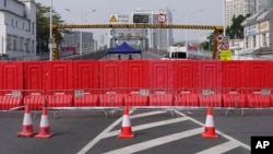 中國廣東省廣州市海珠區因疫情被封控。 （2022年11月11日）