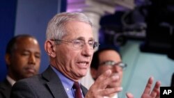 លោក​វេជ្ជបណ្ឌិត Anthony Fauci ថ្លែង​នៅ​ក្នុង​សន្និសីទ​កាសែត​ស្តី​ពី​មេរោគ​កូរ៉ូណា​នៅ​សេតវិមាន កាលពី​ថ្ងៃទី១៤ ខែមីនា ឆ្នាំ២០២០។