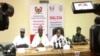  Le bureau de la Halcia face à la presse, à Niamey, le 15 août 2019. (VOA/Abdoul-Razak Idrissa)