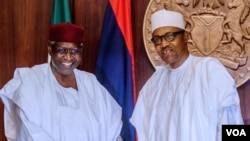 Abba Kyari et le president Muahammadu Buhari, à Abuja (archives).