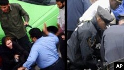 A polícia intervém para conter manifestantes