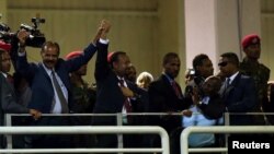 Le président de l'Erythrée, Isaias Afwerki, et le Premier ministre éthiopien, Abiy Ahmed à Addis Abeba, Ethiopie, le 15 juillet 2018.