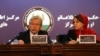 Tadamichi Yamamoto, the U.N. special representative for Afghanistan, left, and Danielle Bell, director of human rights of the United Nations Assistance Mission in Afghanistan, speak during a press conference in Kabul, Feb. 15, 2018.
