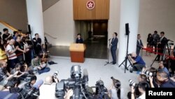 香港特首林鄭月娥2019年8月20日在香港舉行新聞發布會。