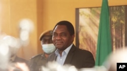 Le président de la Zambie, Hakainde Hichilema, à Lusaka en Zambie le 16 août 2021. M. Hichilema a promis de lutter sans concession contre la corruption.
