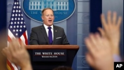 Le porte-parole Sean Spicer, lors d'un point de presse, la Maison-Blanche, Washington. 