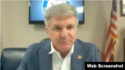 眾議院外交事務首席共和黨議員麥考爾（Rep. Michael McCaul, R-TX）2021年5月6日出席線上新疆人權聽證會。