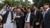 Lawyers shout "go Nawaz go" after leaving the Supreme Court following proceedings on corruption allegations against Prime Minister Nawaz Sharif's family, in Islamabad, Pakistan, July 17, 2017. 