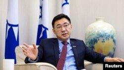 台灣在野黨國民黨主席江啟臣在台北接受採訪。 （2021年3月2日）