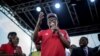 Maurice Kamto, chef du parti d'opposition camerounais Mouvement pour la renaissance du Cameroun lors d'un rassemblement de campagne pour la prochaine élection présidentielle, à Yaoundé, le 30 septembre 2018.
