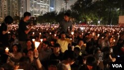 香港維多利亞公園六四燭光晚會。（資料照片）