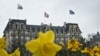 Готель Beau Rivage Palace в Лозанні, Швейцарія, де 2 квітня 2015 р. проходили переговори щодо ядерної програми Ірану. Фото: AP/Brendan Smialowski