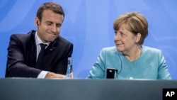 Emmanuel Macron, Angela Merkel, Berlin, le 29 juin 2017. 