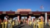 FILE - The border crossing sits closed Dec. 15, 2023, at Lukeville, Ariz. U.S. authorities say the crossing on the most direct route from Phoenix to the nearest beaches will reopen Jan. 4, 2024, one month after it closed in response to a large migrant influx. 
