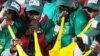 South African fans blow vuvuzelas in support of Brazil at last year's Confederations Cup in South Africa. .Football fans around the world want the instruments banned at the forthcoming World Cup