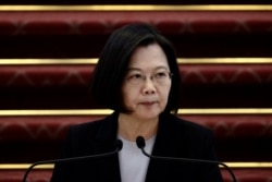 台灣總統蔡英文在台北總統府就防疫議題舉行的記者會上講話。 （2020年1月22日）