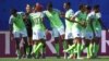 Les joueuses nigerianes célèbrent leur but contre la Corée du Sud, France, le 12 juin 2019.