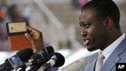 Le Premier ministre Guillaume Soro au stade de Bouaké le 3 octobre 2010