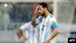 Lionel Messi après lors du match Argentine- et la Croatie à la Coupe du monde, Russie, le 21 juin 2018.